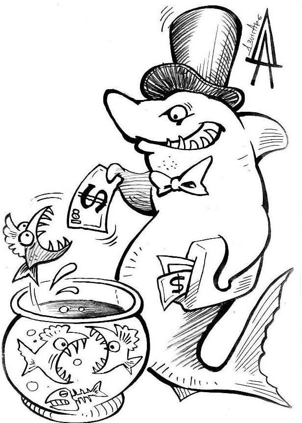 карикатуры «Акулы бизнеса», «Экология», «Контрацепция» - «Животные»