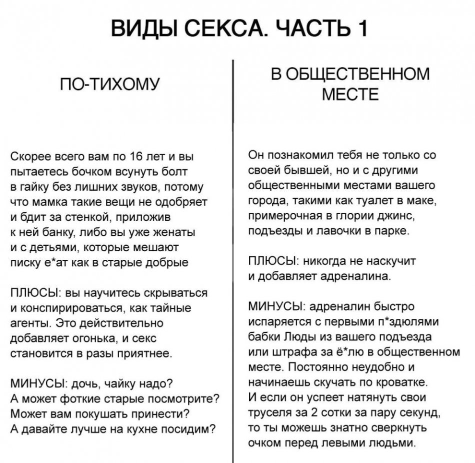 Популярно о видах секса - «Прикольные картинки»