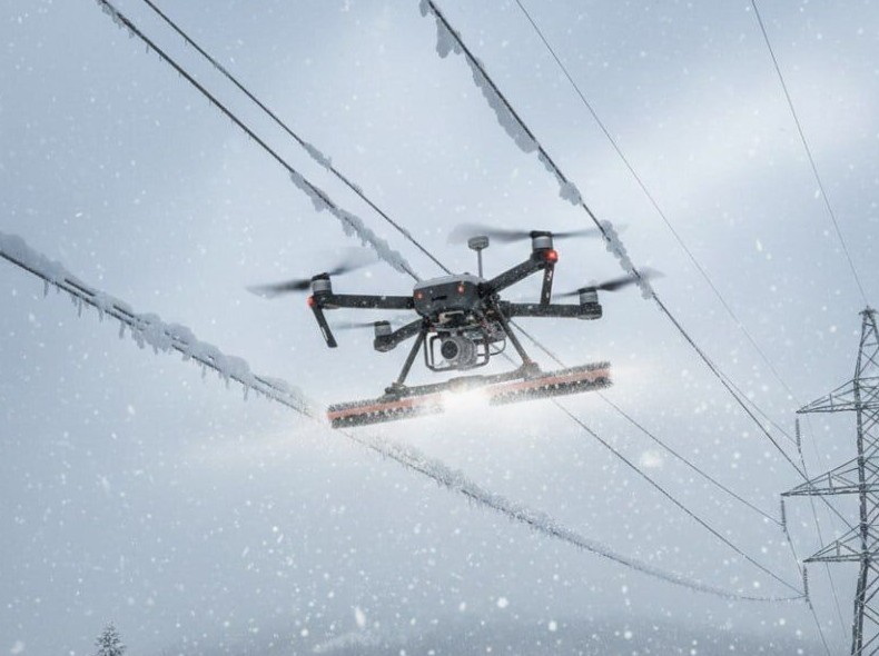 В Мурманске тестируют уникальный БПЛА Паук для борьбы со снегом на проводах - «Прикольные картинки»
